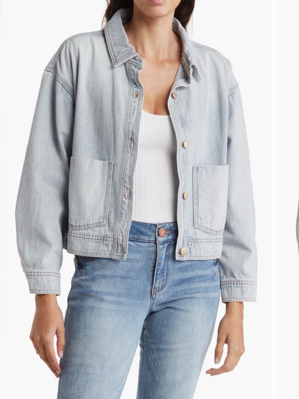 Democracy Patch Pocket Crop Denim Jacket
